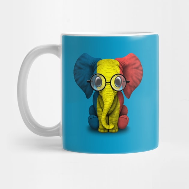 Baby Elephant with Glasses and Romanian Flag by jeffbartels